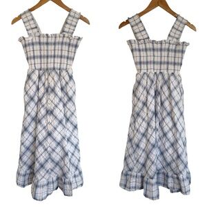Eliza J Bodice Blue and White Plaid Gingham Midi Dress Sundress Tea Dress 4